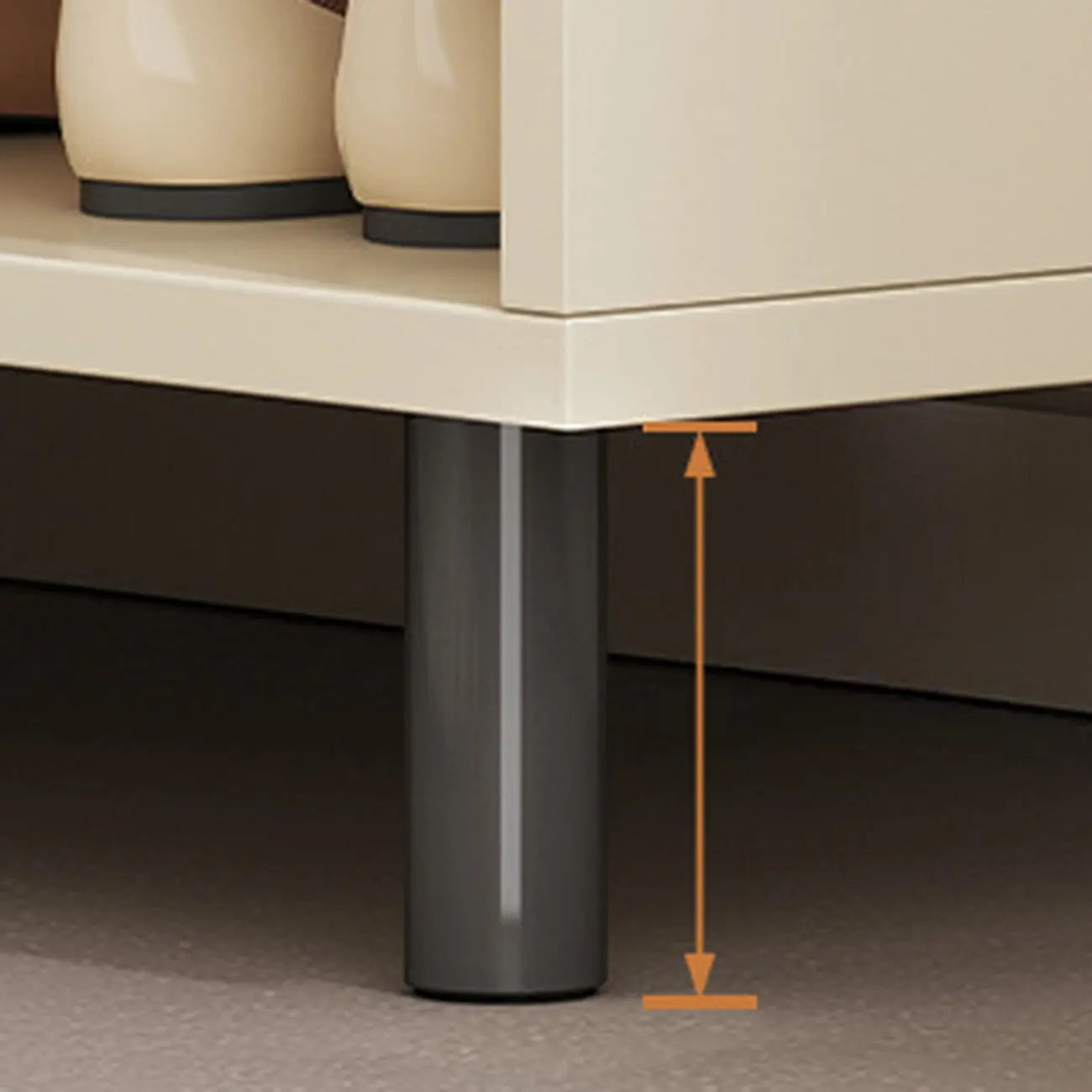 White Curved Panel Shoe Cabinet with Open Base Storages