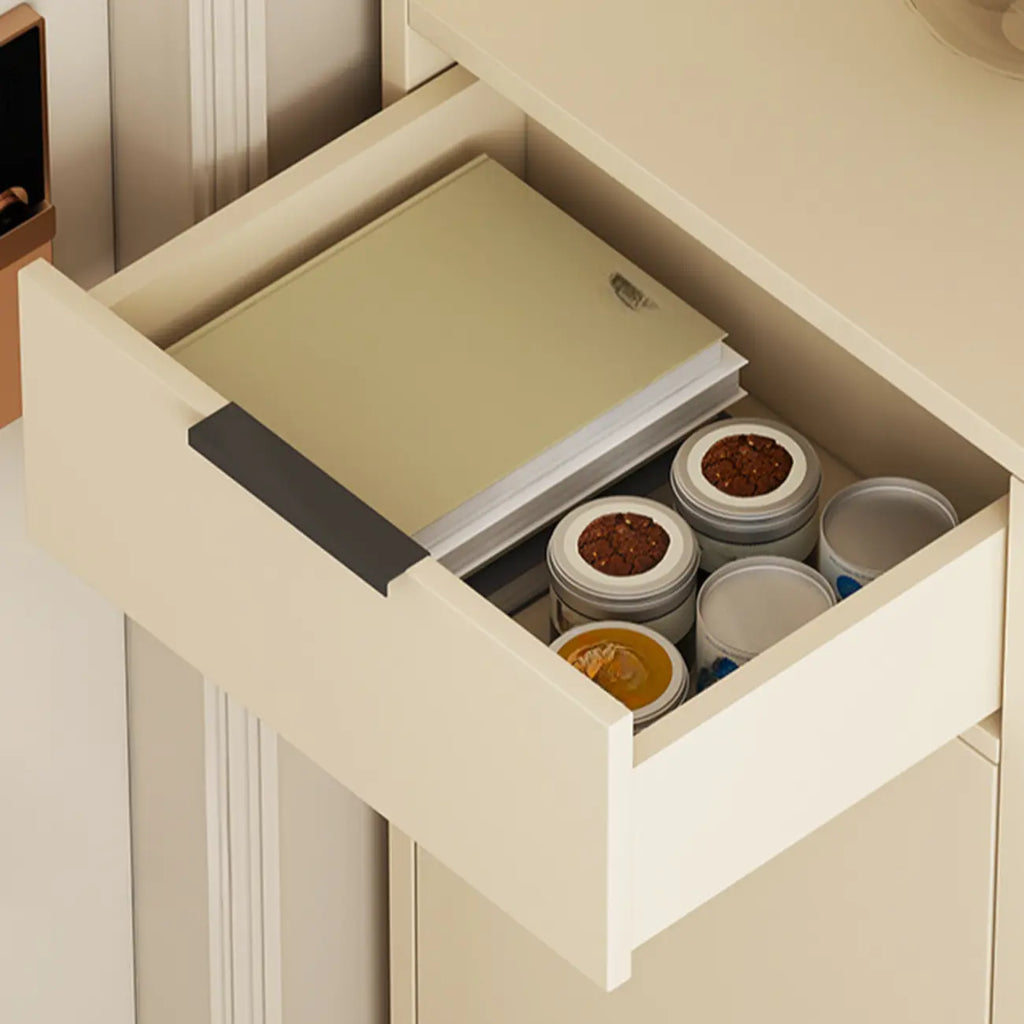 White Curved Panel Shoe Cabinet with Open Base Storages