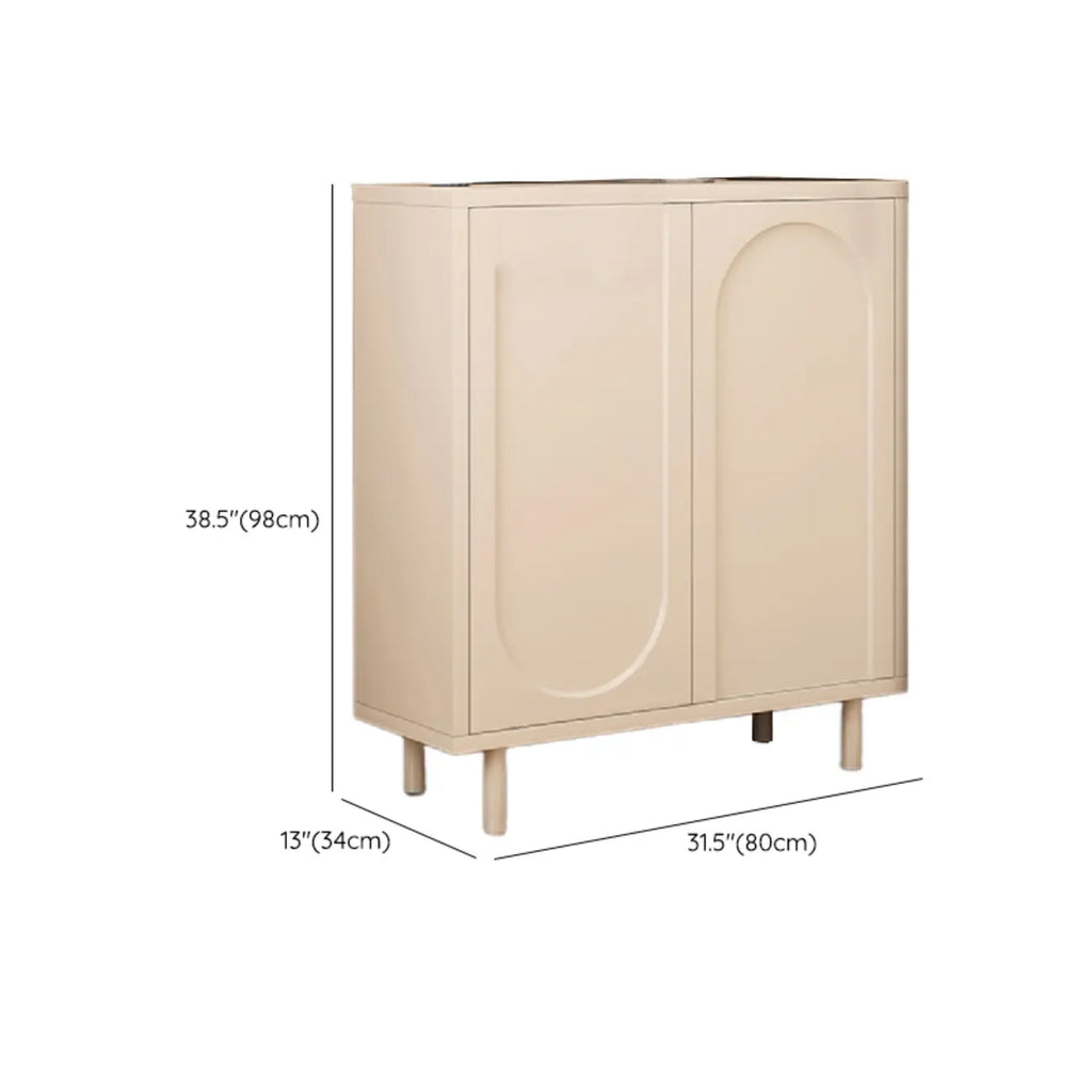 White Curved Panel Shoe Cabinet with Open Base Storages