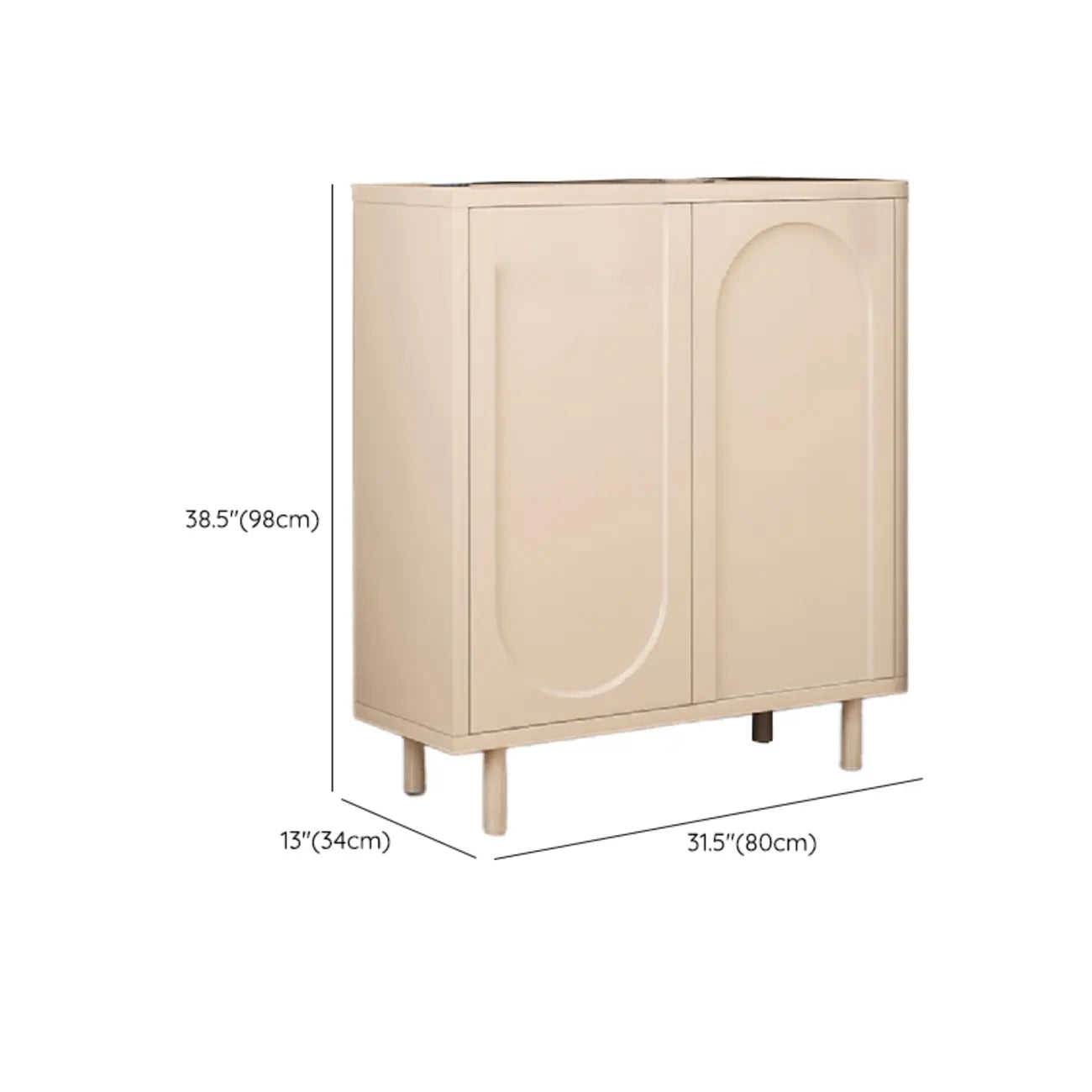 White Curved Panel Shoe Cabinet with Open Base Storages