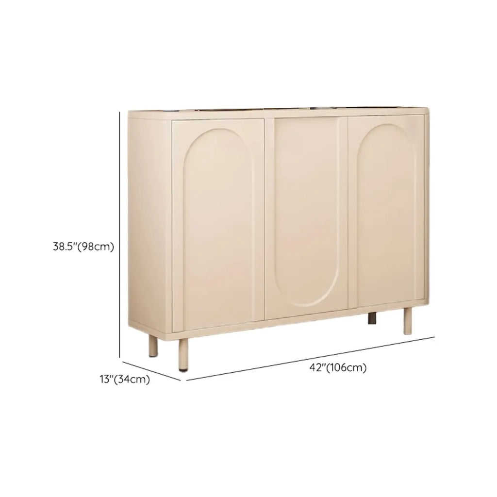 White Curved Panel Shoe Cabinet with Open Base Storages