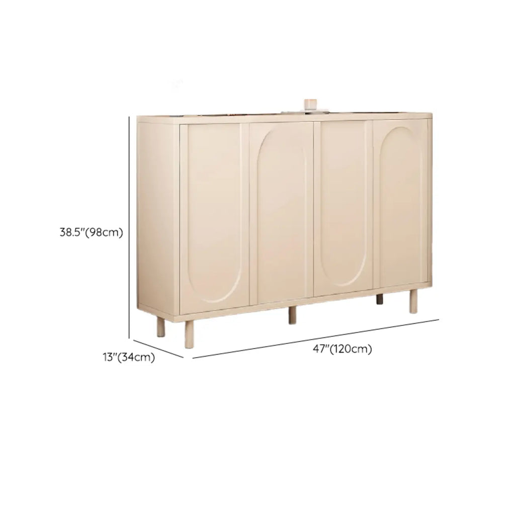 White Curved Panel Shoe Cabinet with Open Base Storages