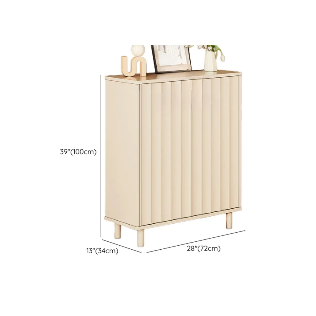 White Curved Panel Shoe Cabinet with Open Base Storages