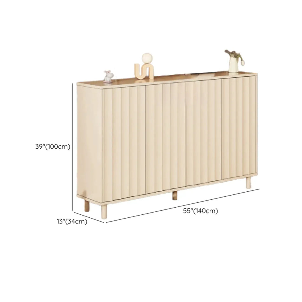 White Curved Panel Shoe Cabinet with Open Base Storages