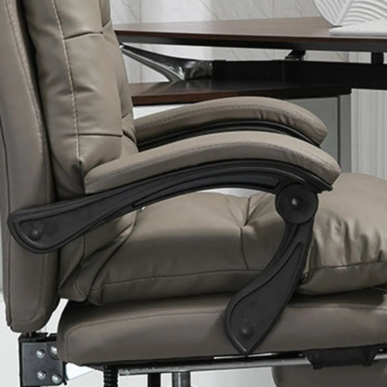 Reclining Black Leather Upholstered Office Chair