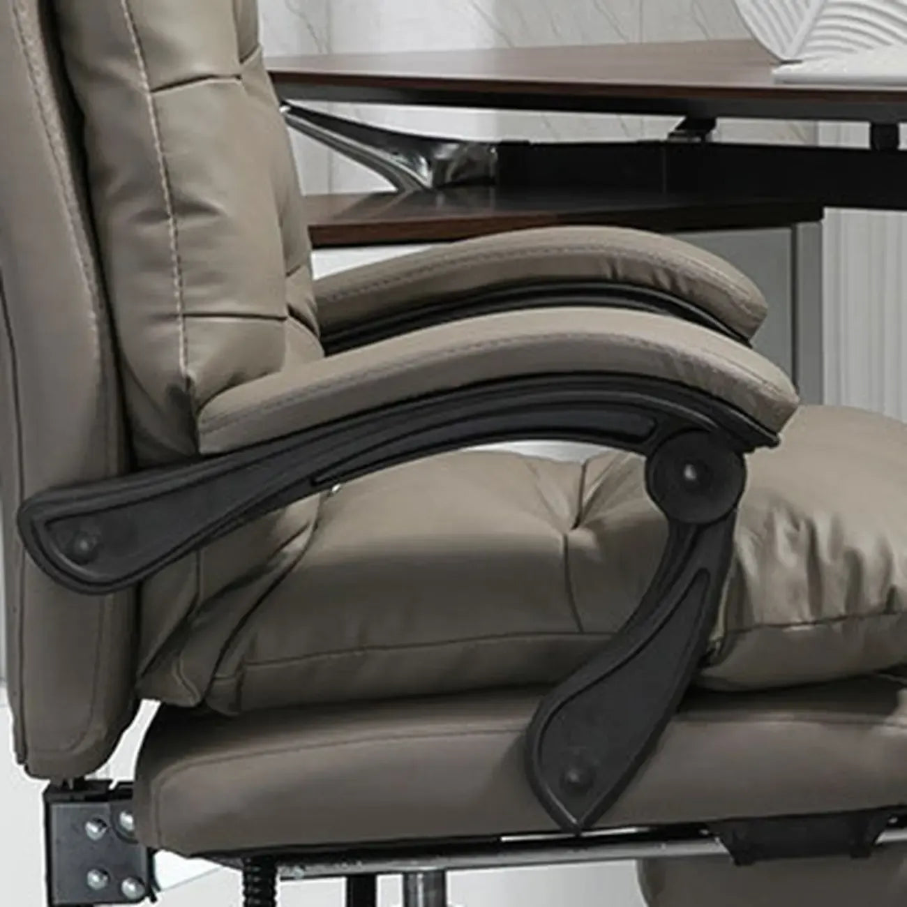 Reclining Black Leather Upholstered Office Chair