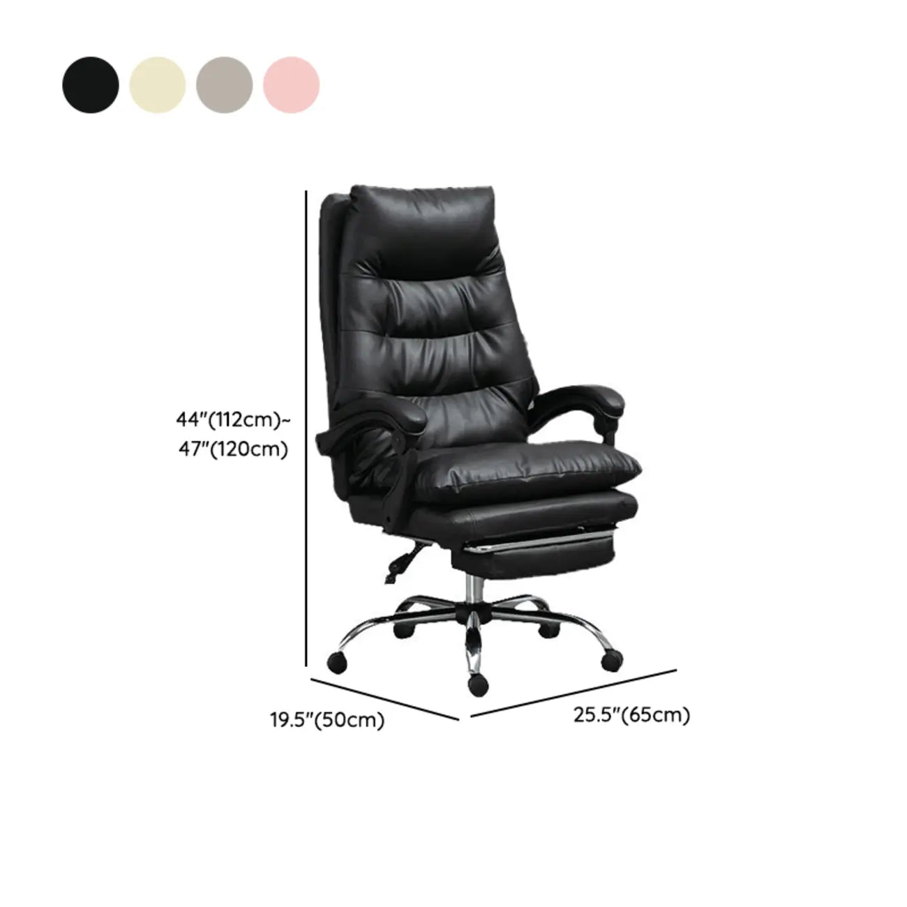 Reclining Black Leather Upholstered Office Chair