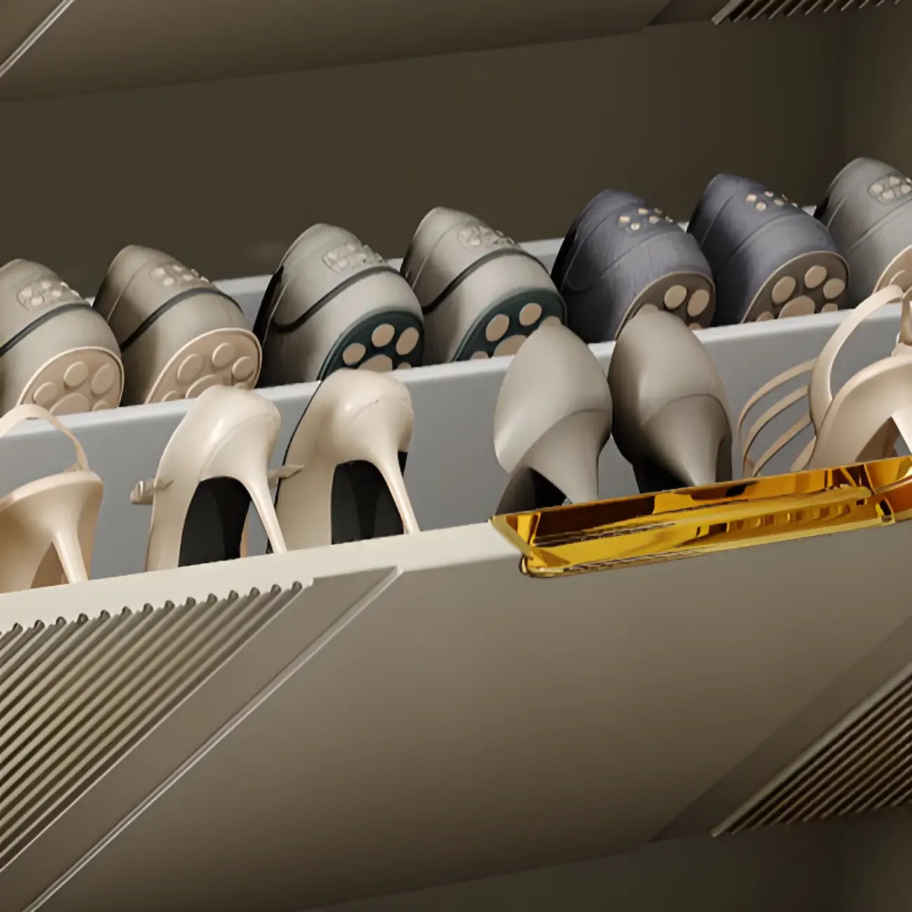 Slim White Drop-Front Shoe Cabinet for Entryway