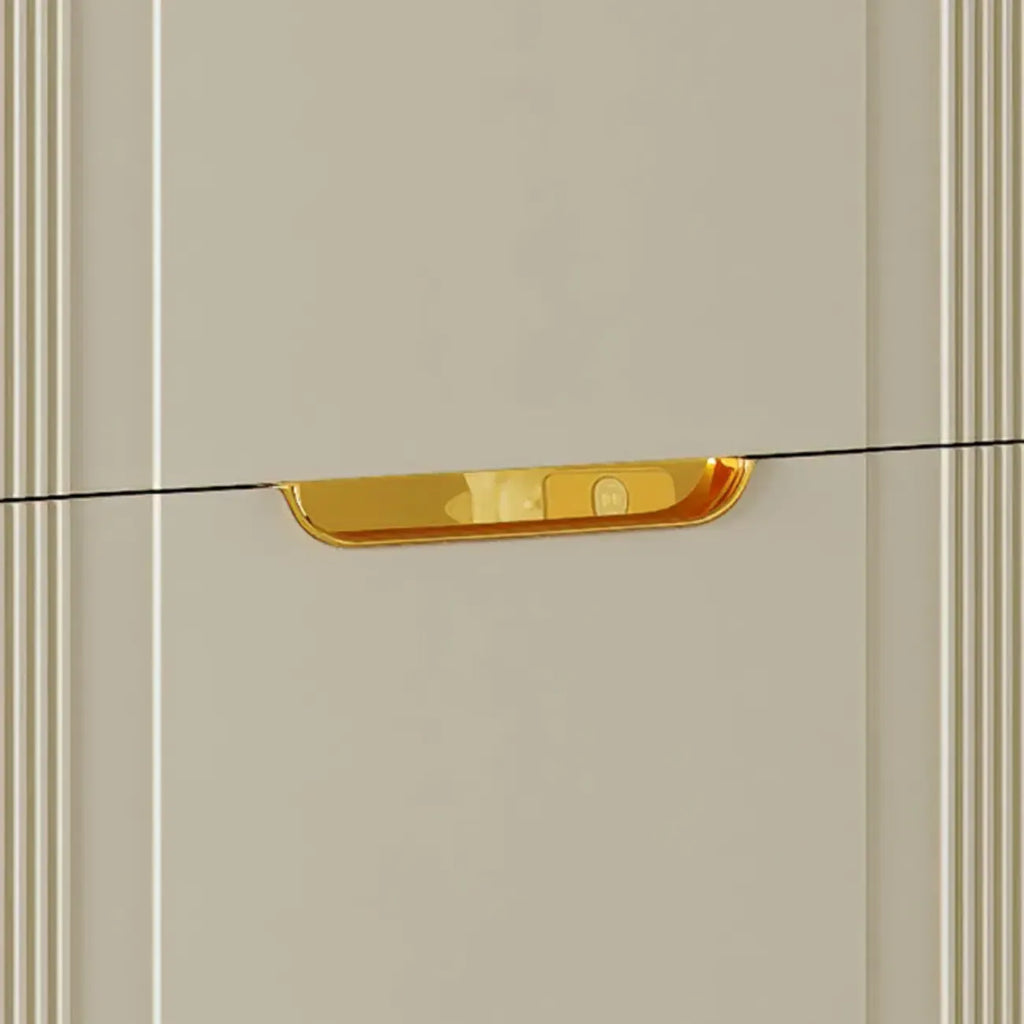 Slim White Drop-Front Shoe Cabinet for Entryway