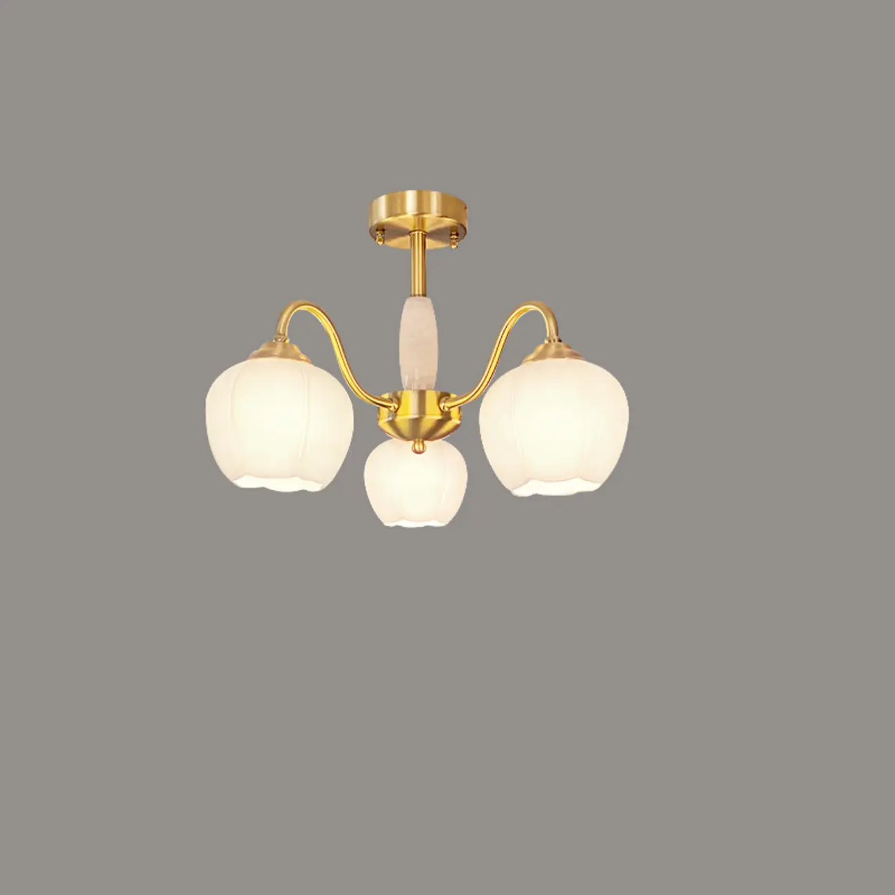 Elegant White Floral Glass Gold Chandelier