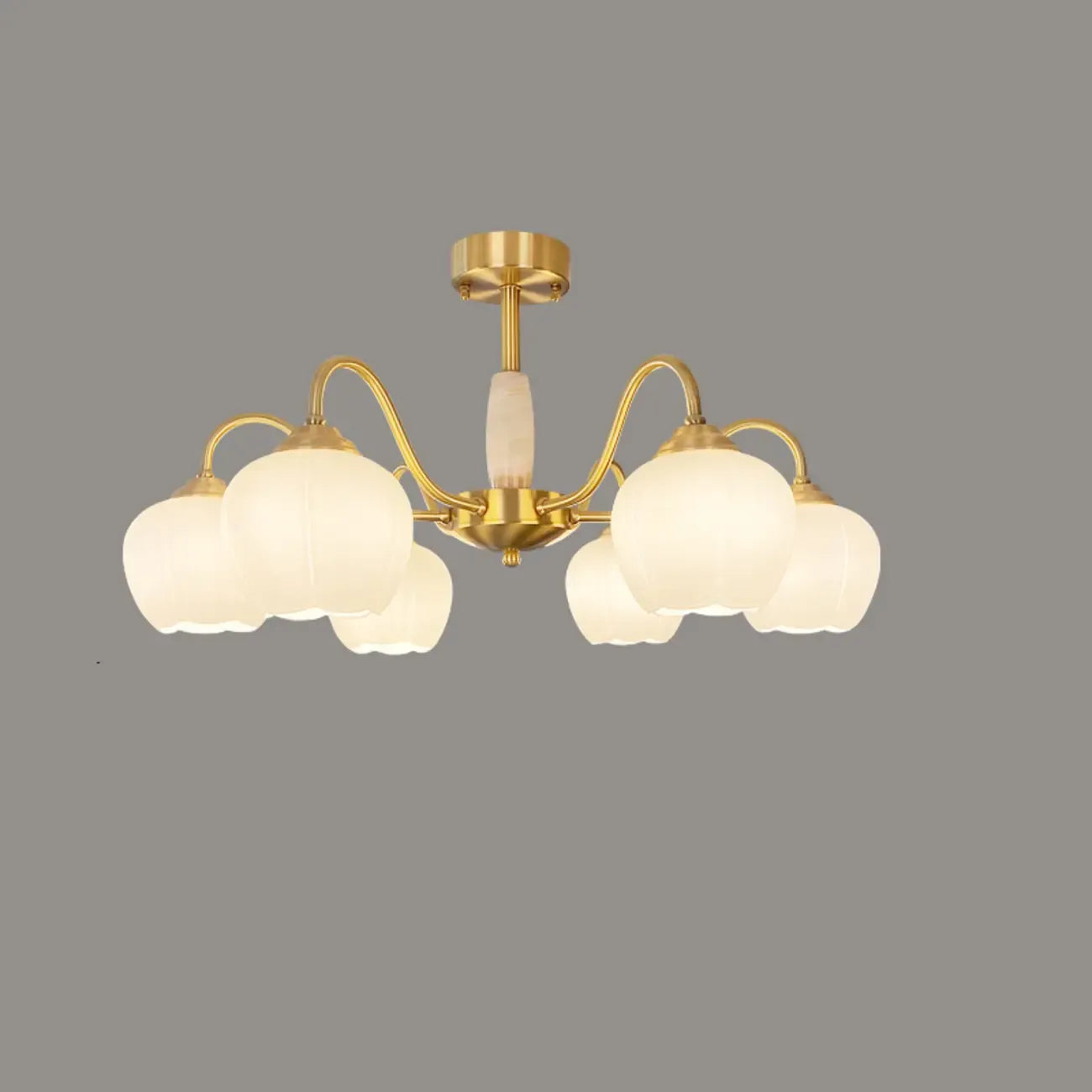 Elegant White Floral Glass Gold Chandelier