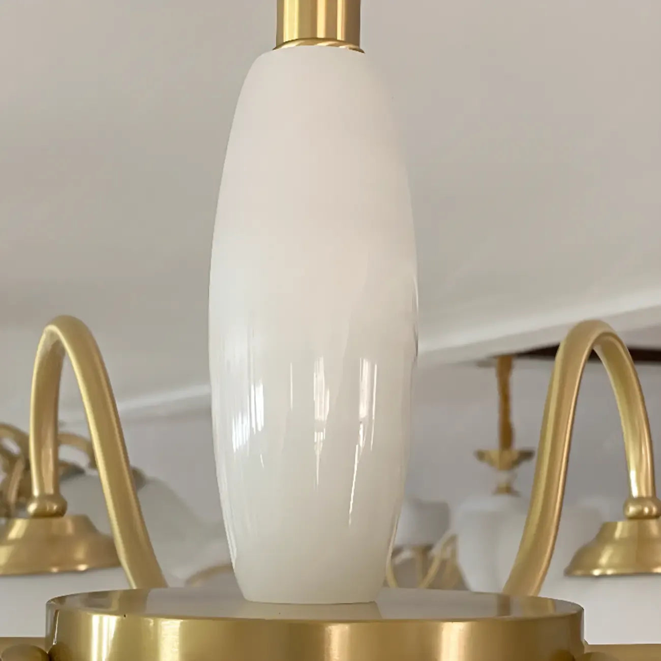 Elegant White Floral Glass Gold Chandelier