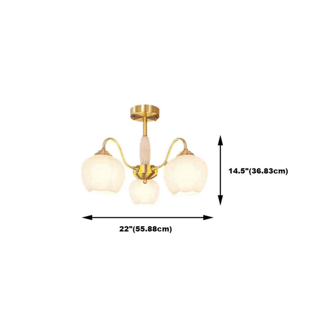 Elegant White Floral Glass Gold Chandelier