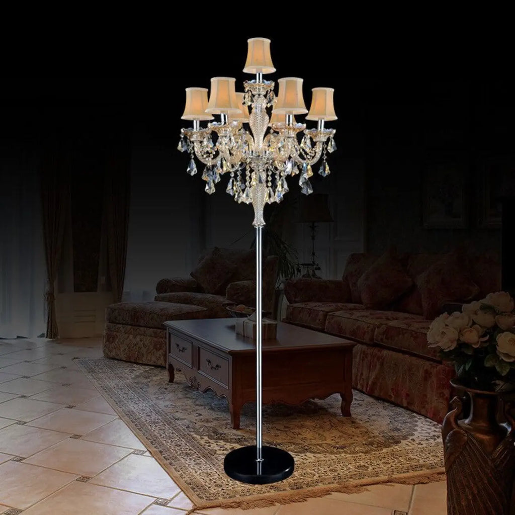 Traditional Luxurious Crystal Candelabra Floor Lamp