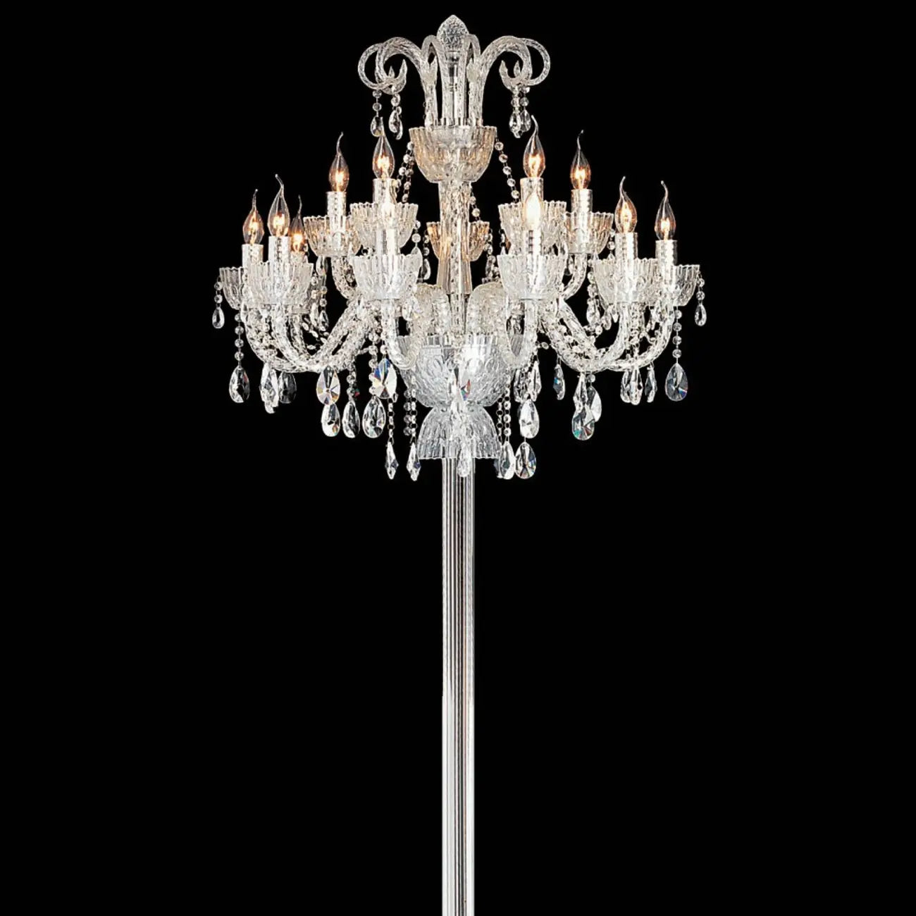 Traditional Luxurious Crystal Candelabra Floor Lamp