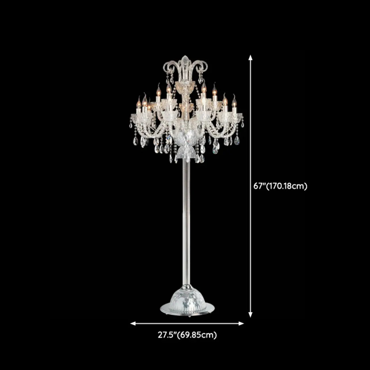 Traditional Luxurious Crystal Candelabra Floor Lamp
