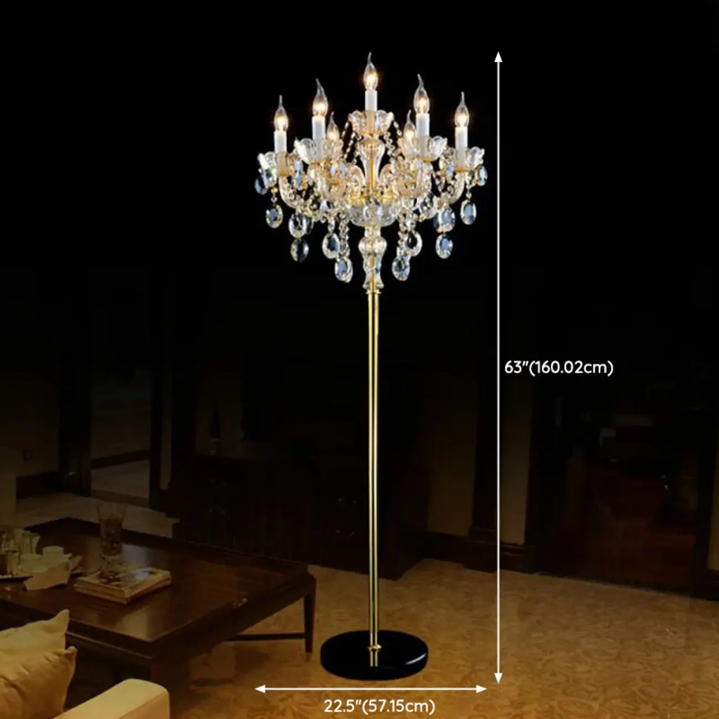 Traditional Luxurious Crystal Candelabra Floor Lamp
