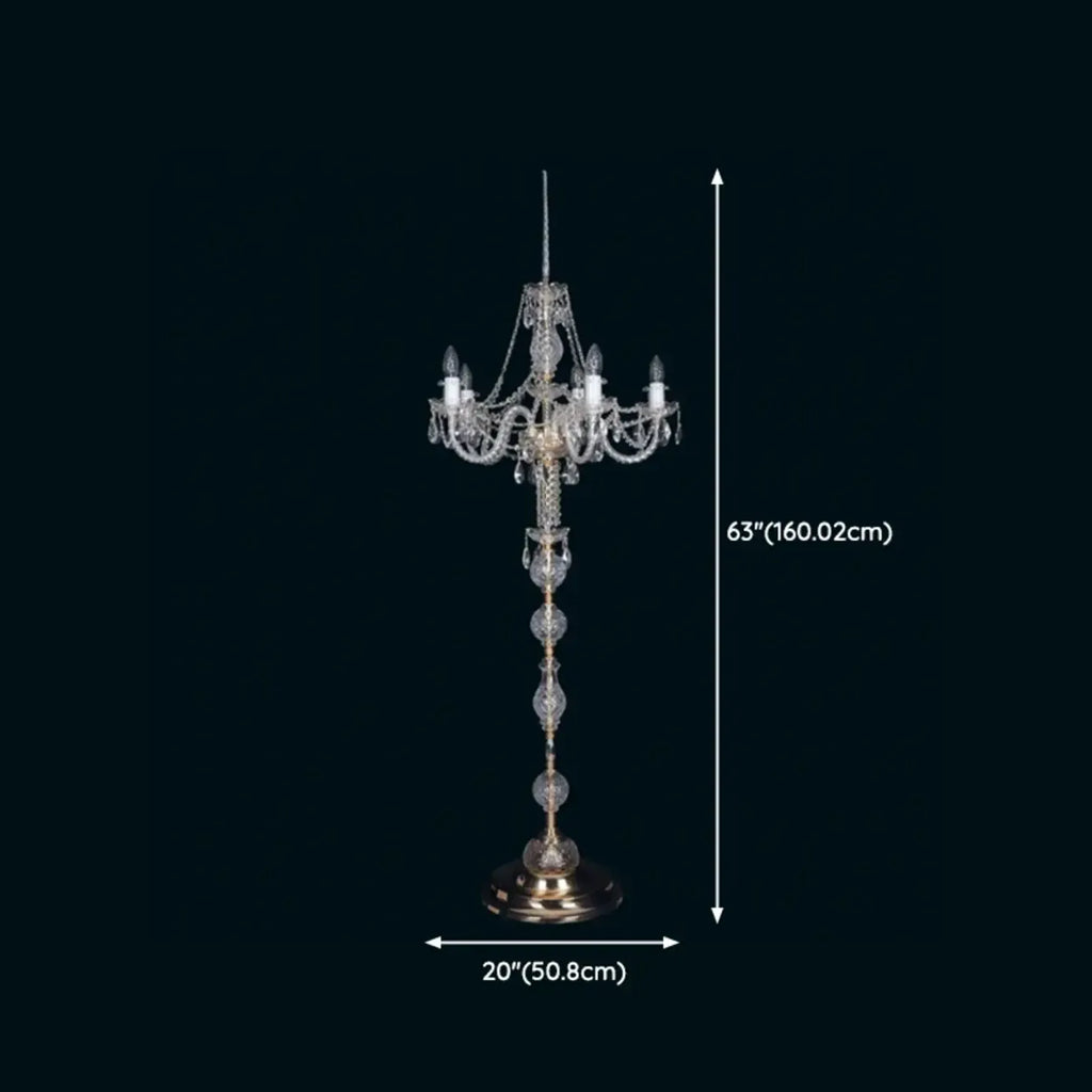 Traditional Luxurious Crystal Candelabra Floor Lamp