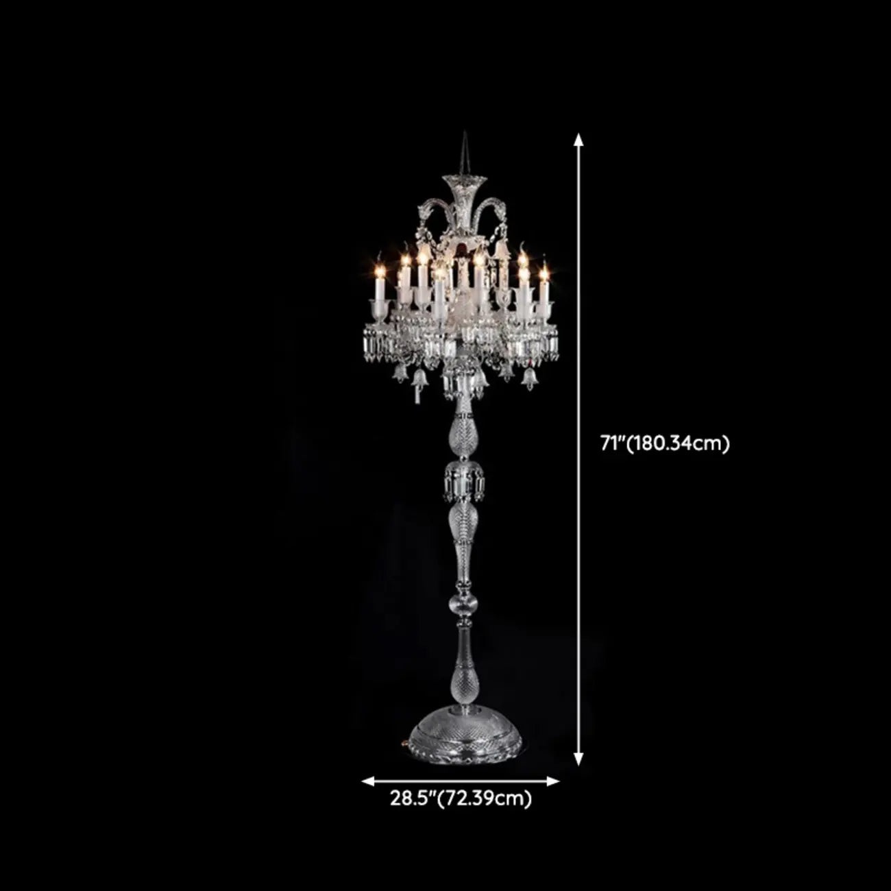 Traditional Luxurious Crystal Candelabra Floor Lamp