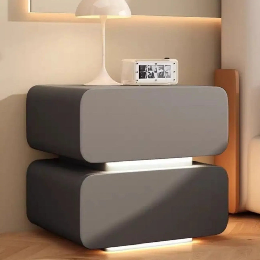 Modern Wood White Lighting 2-Drawer Nightstand