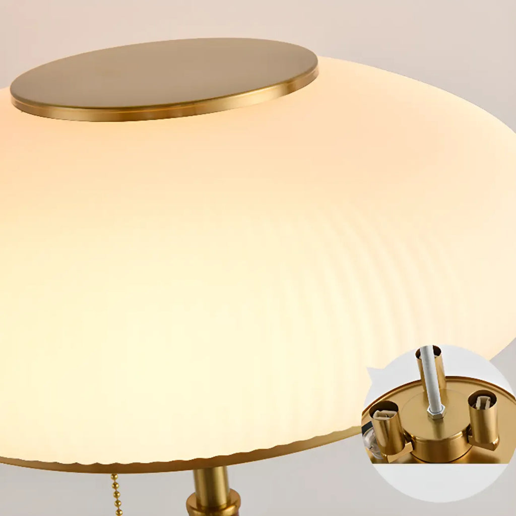 Modern 3-Light Walnut Wood Floor Lamp with Glass Shade