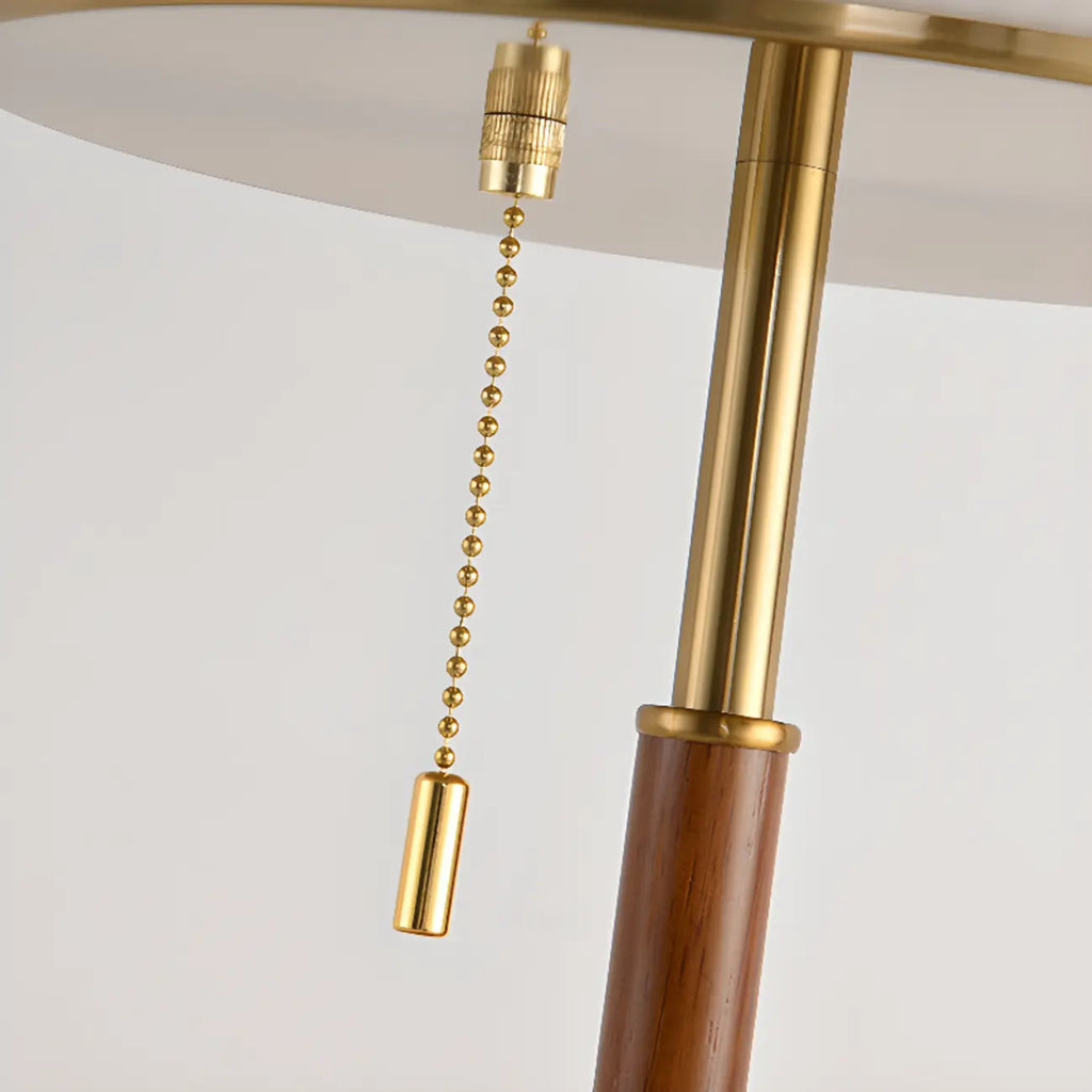 Modern 3-Light Walnut Wood Floor Lamp with Glass Shade