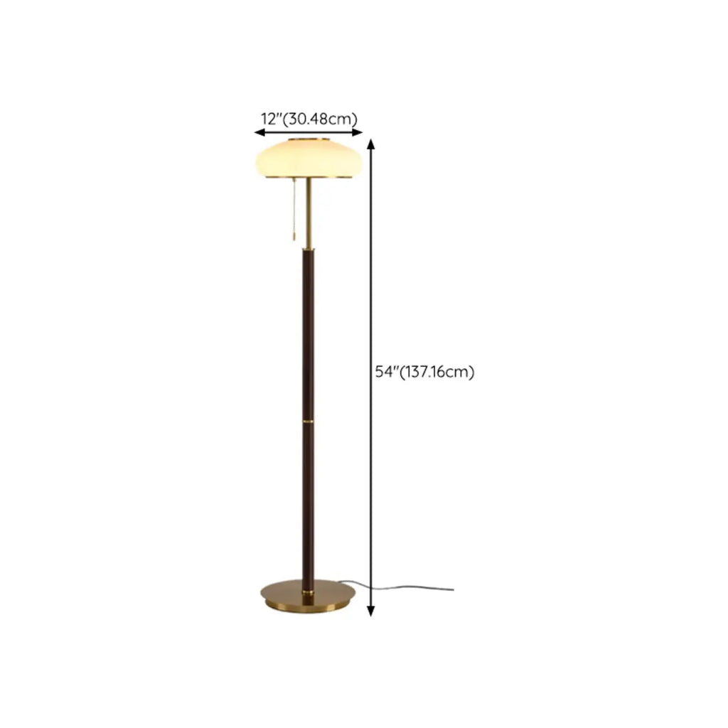 Modern 3-Light Walnut Wood Floor Lamp with Glass Shade