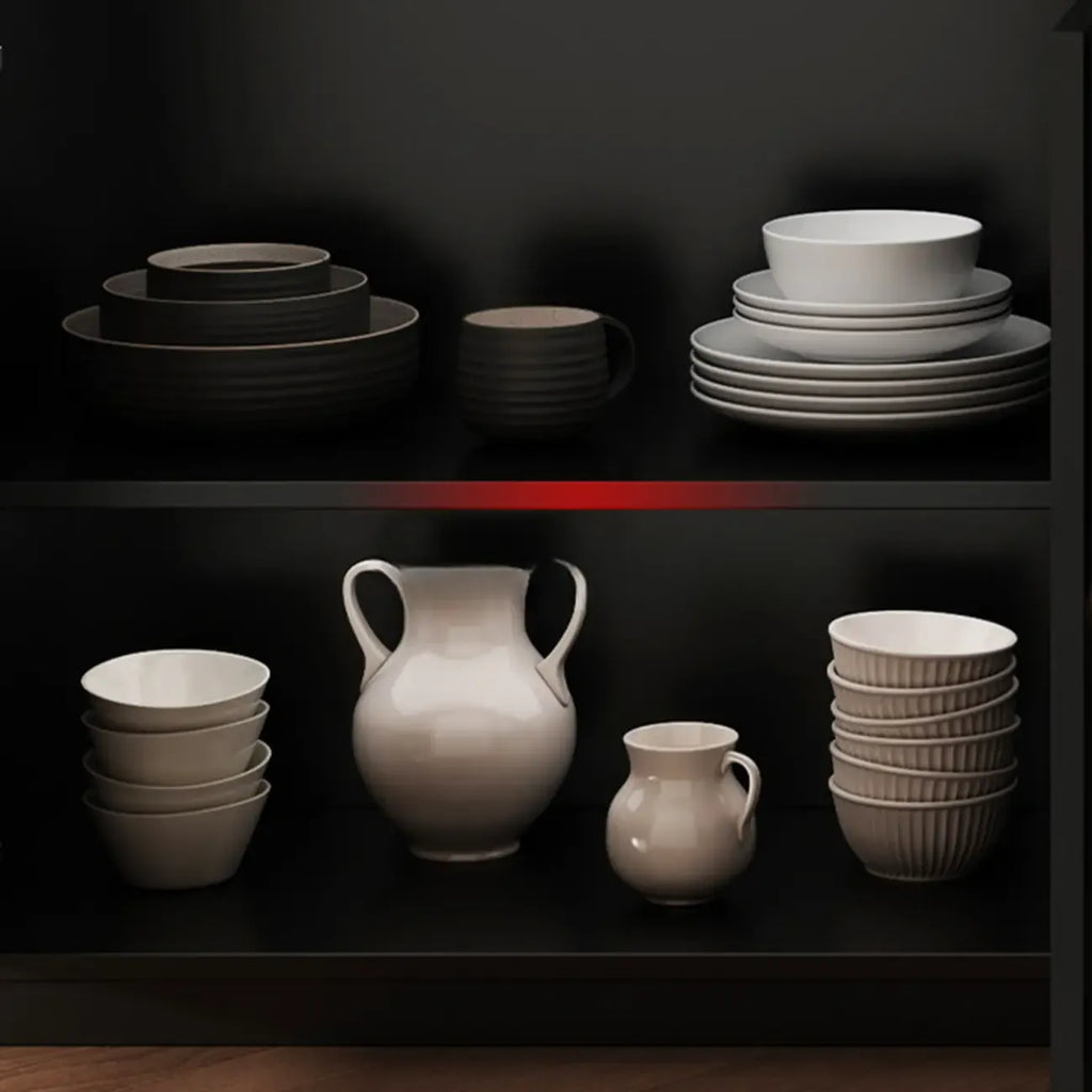 Midnight Black Lumber Sideboard with Glass Doors