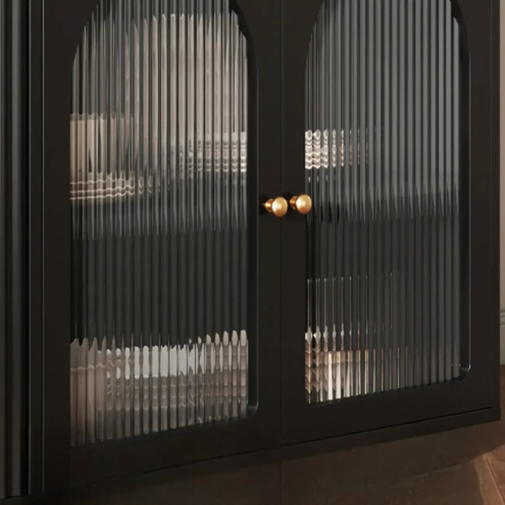 Midnight Black Lumber Sideboard with Glass Doors