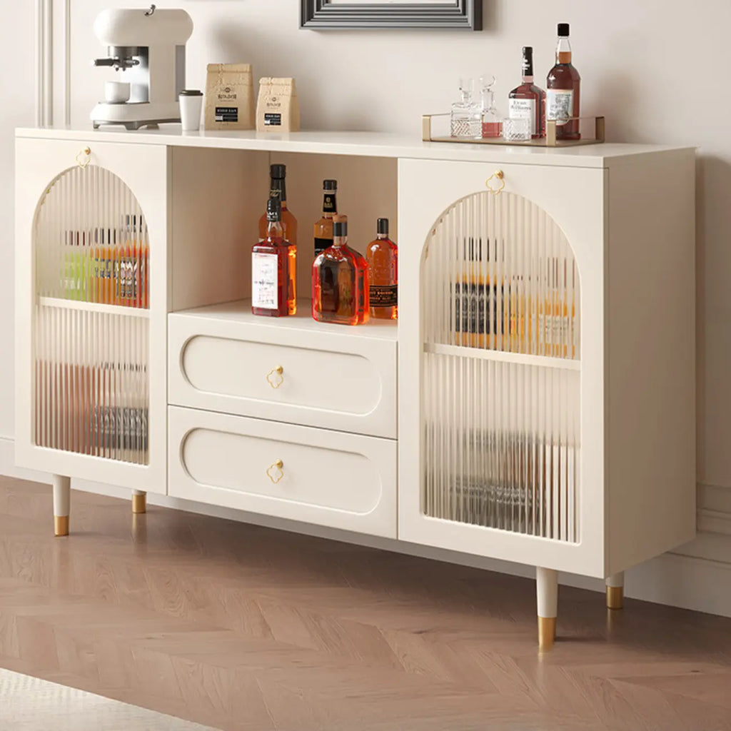 Glam Black Engineered Wood Sideboard with Drawers