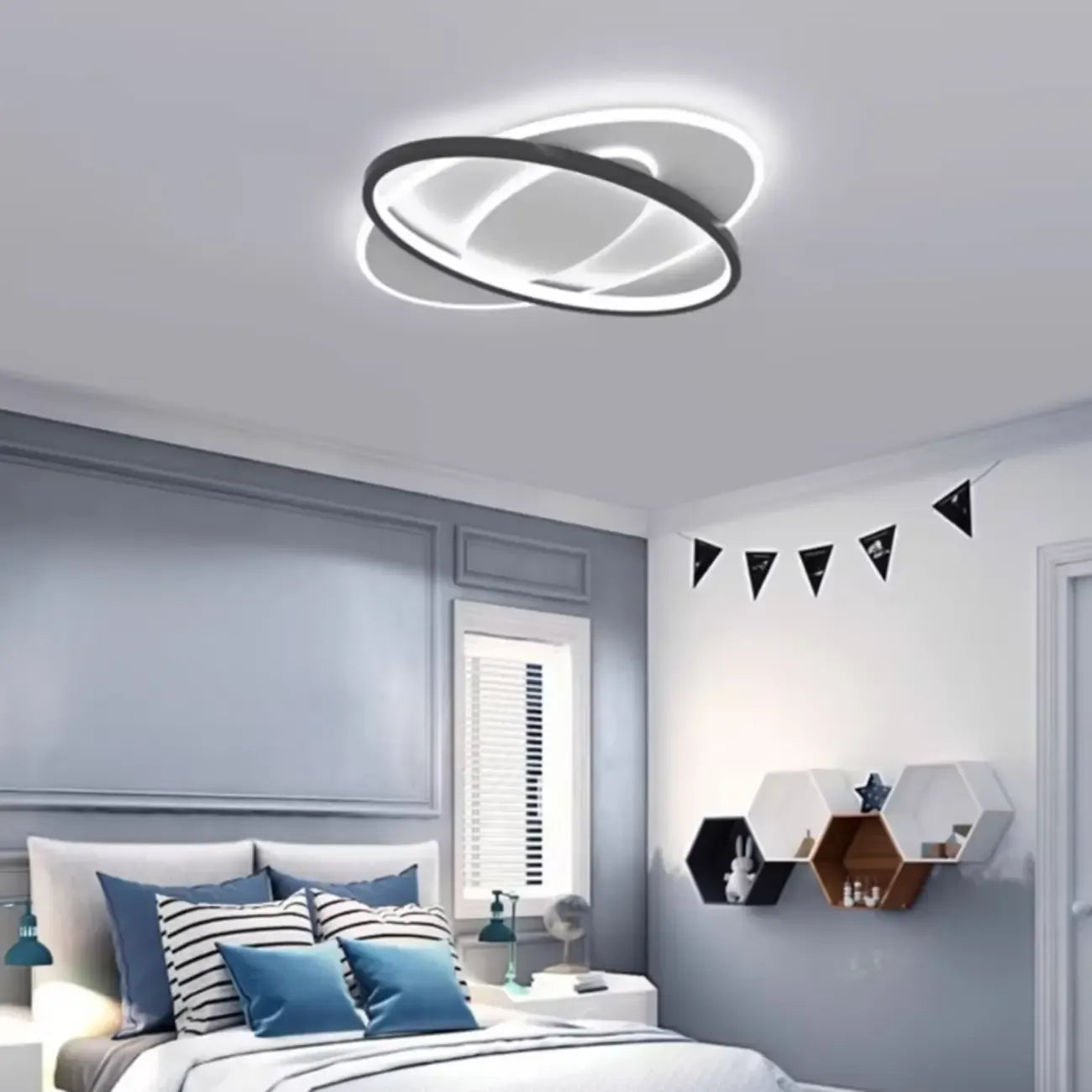 3-Light Flush Mount Ceiling Light with Dimmable & Remote