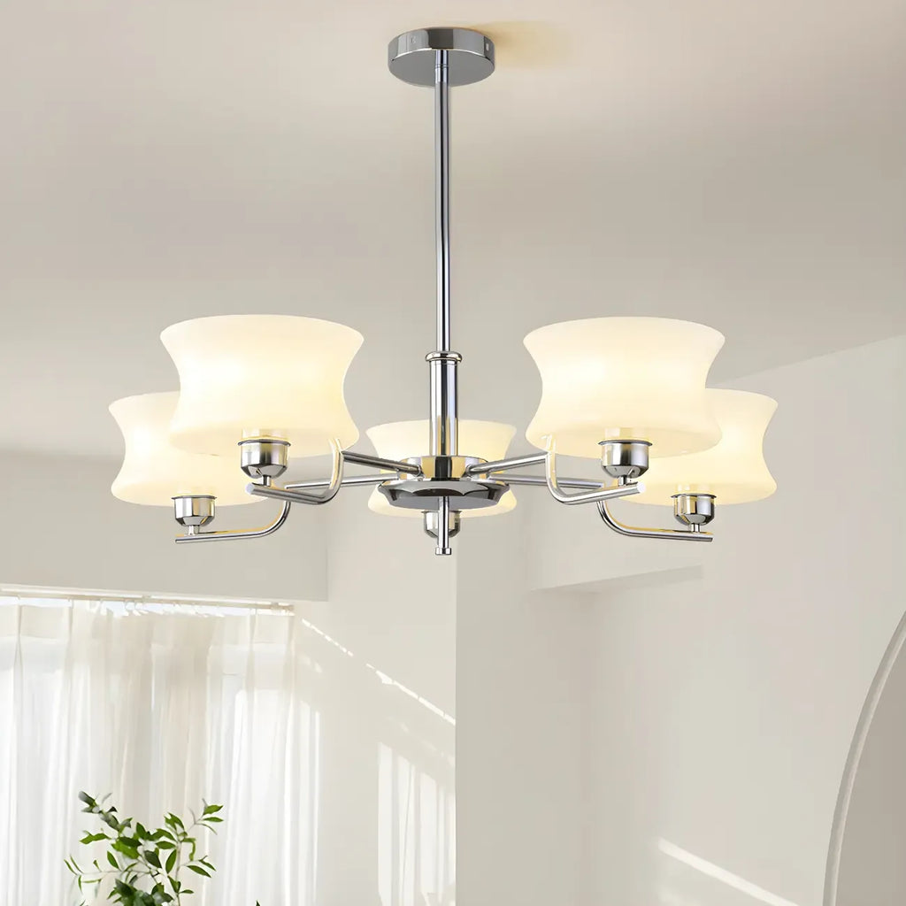 Modern Elegant 3-5 Lights Beige Glass Large Chandelier