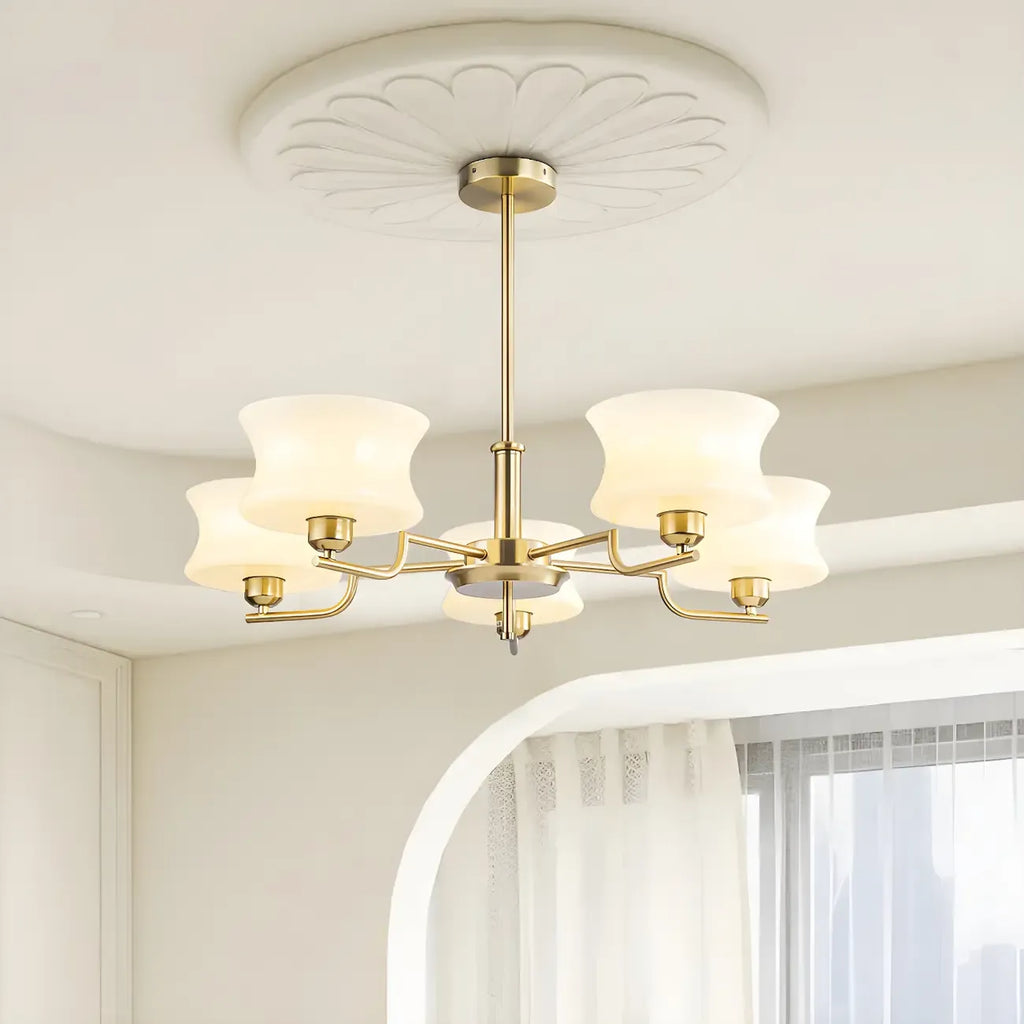 Modern Elegant 3-5 Lights Beige Glass Large Chandelier
