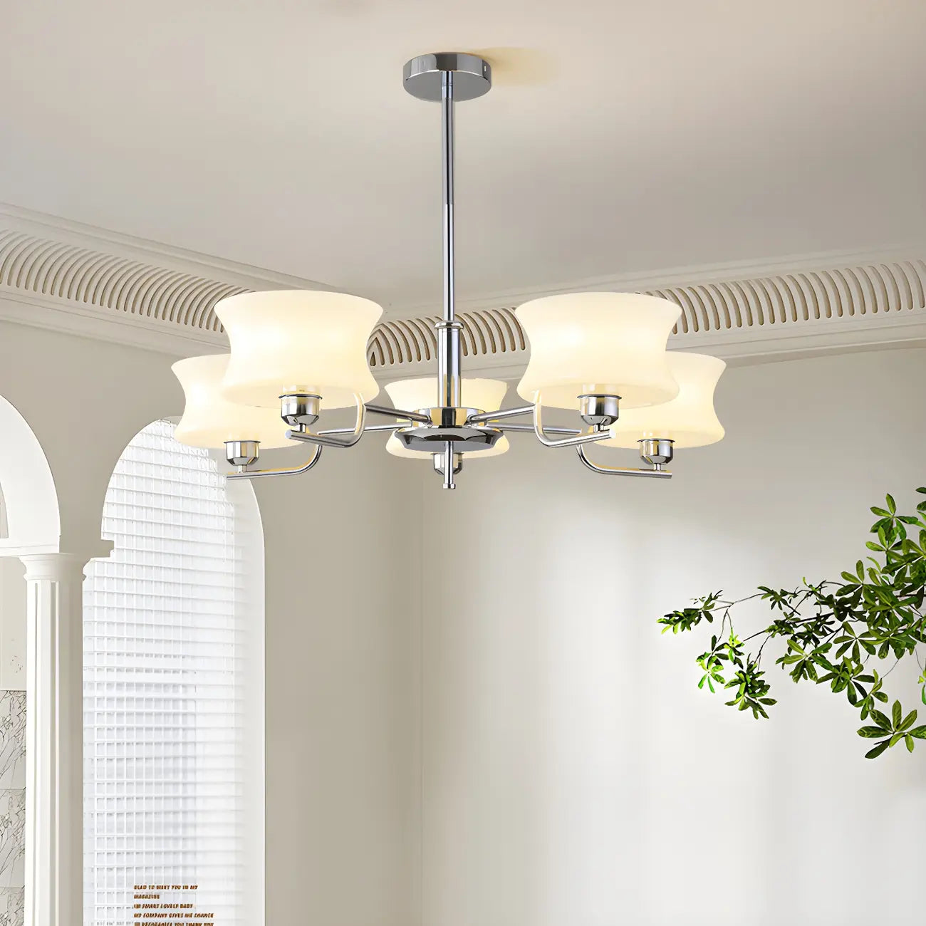 Modern Elegant 3-5 Lights Beige Glass Large Chandelier