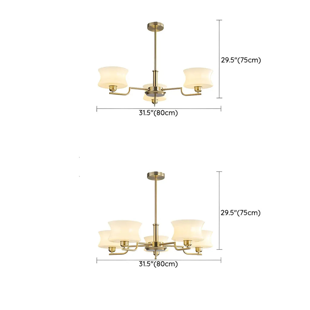 Modern Elegant 3-5 Lights Beige Glass Large Chandelier