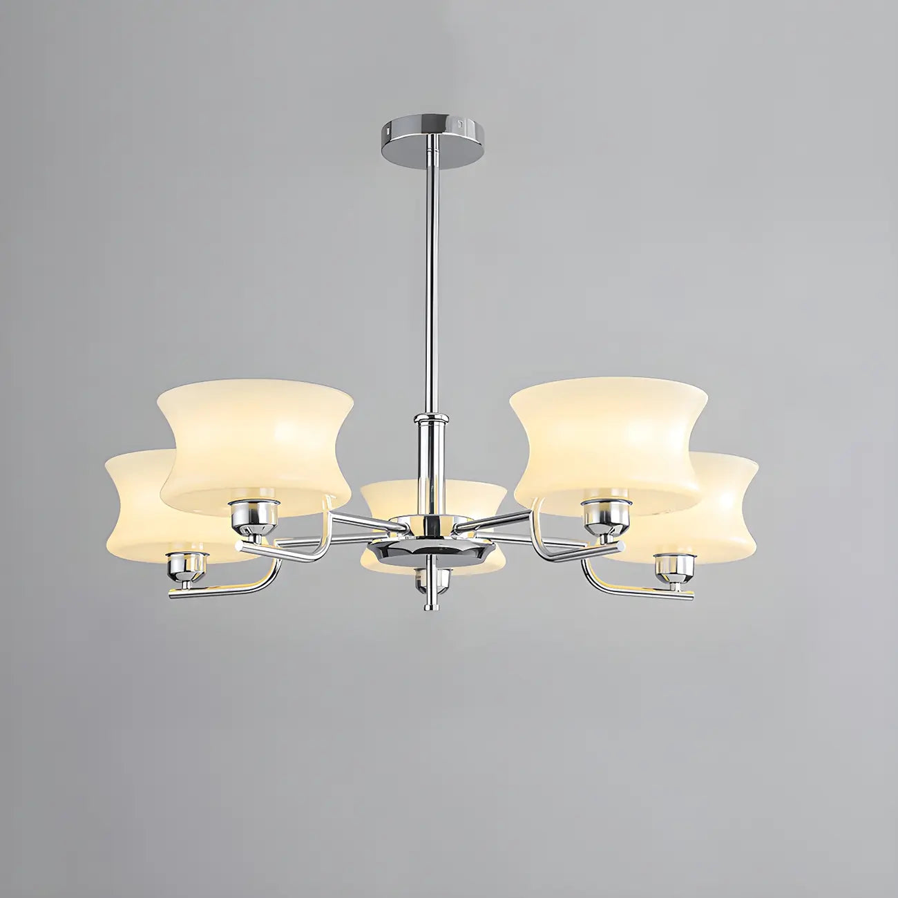 Modern Elegant 3-5 Lights Beige Glass Large Chandelier