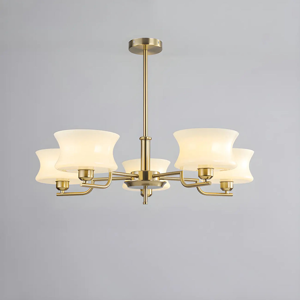 Modern Elegant 3-5 Lights Beige Glass Large Chandelier