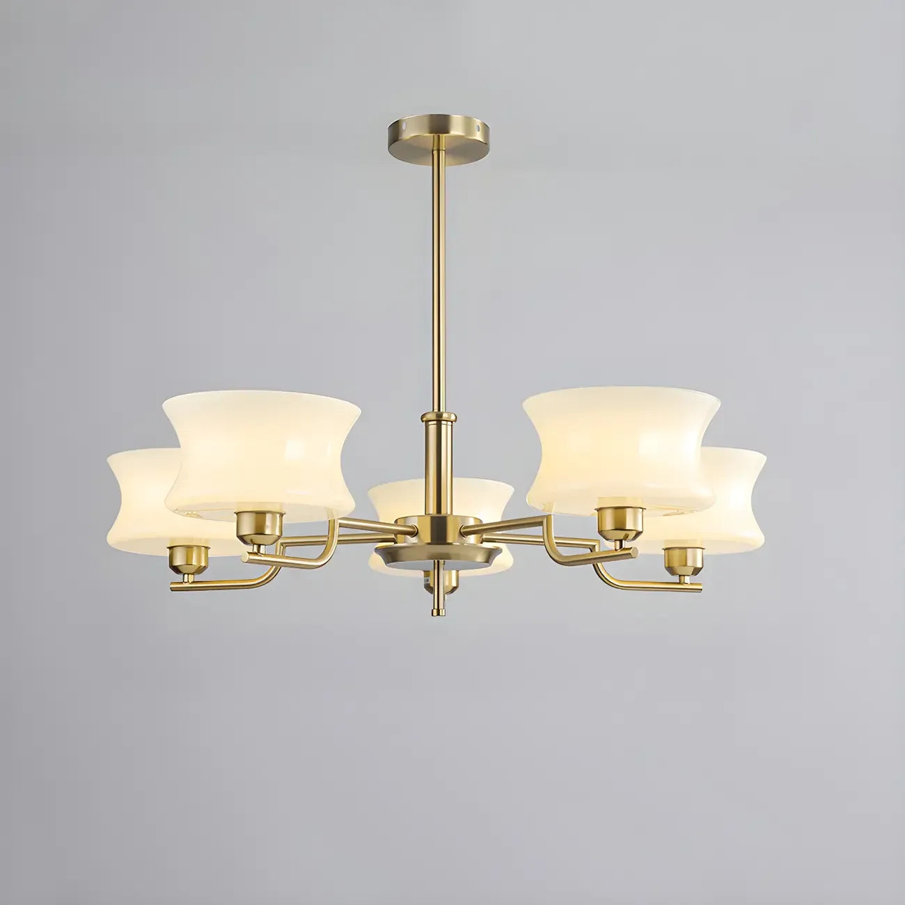 Modern Elegant 3-5 Lights Beige Glass Large Chandelier