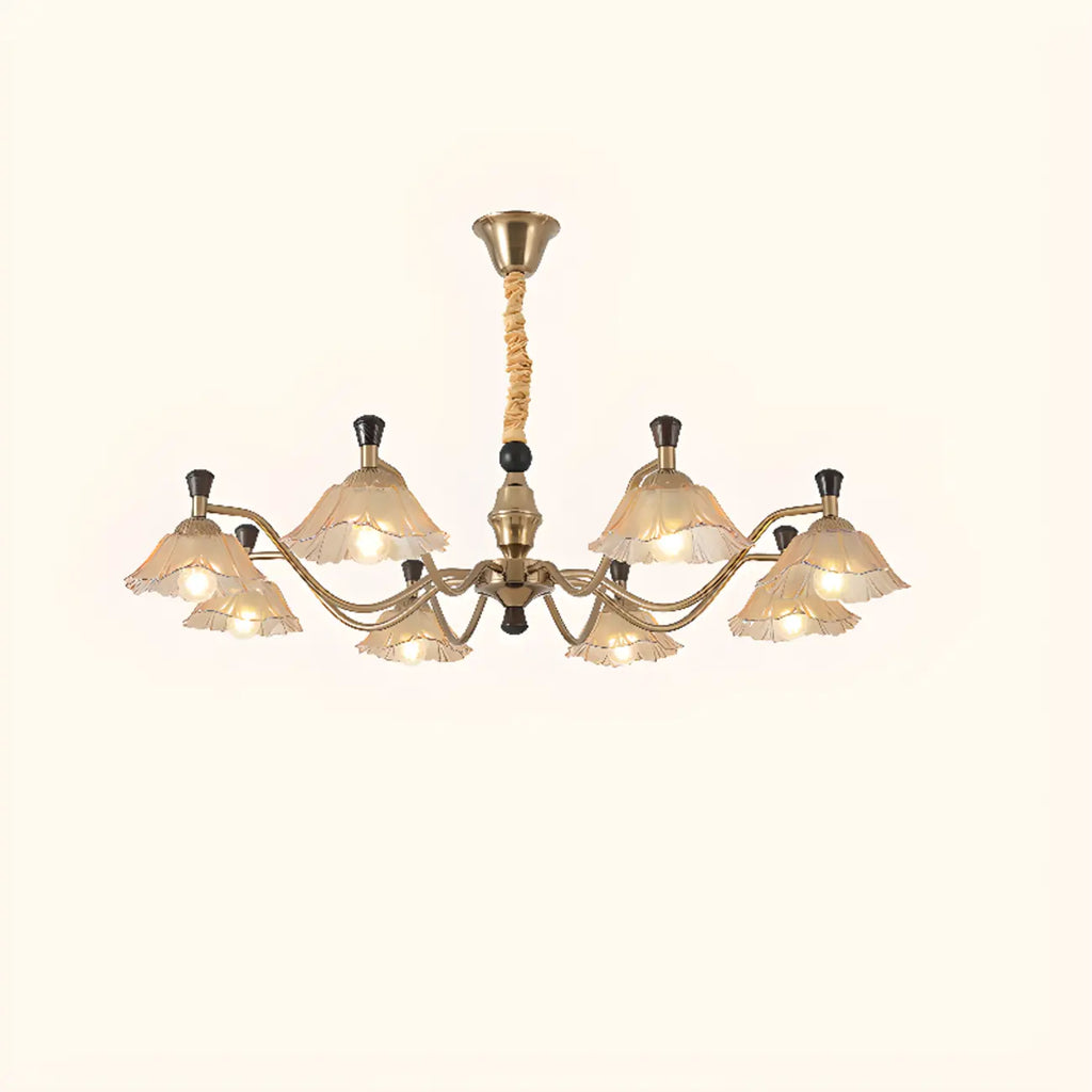 Modern Adjustable Gold Flower Glass Chandelier 6/8 Lights