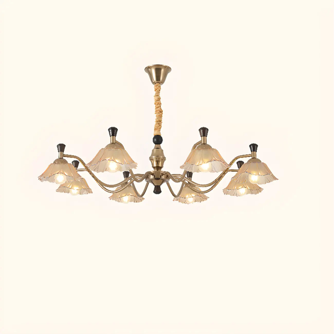 Modern Adjustable Gold Flower Glass Chandelier 6/8 Lights
