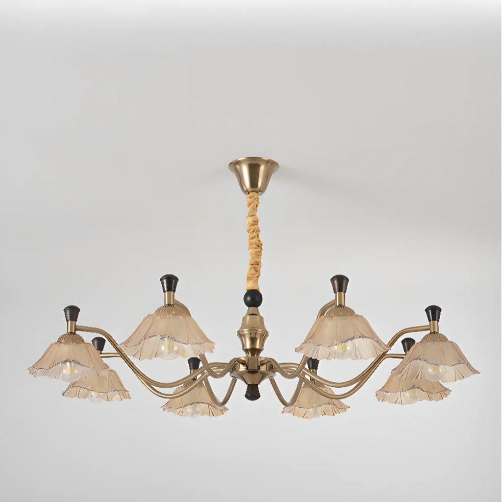 Modern Adjustable Gold Flower Glass Chandelier 6/8 Lights