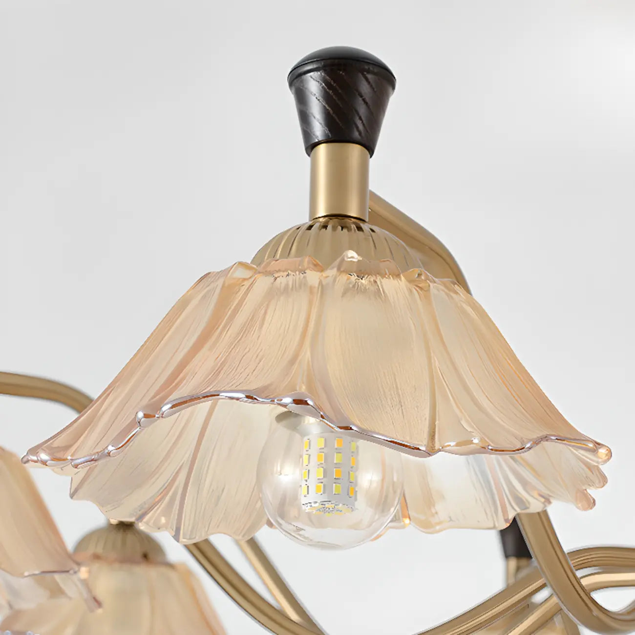 Modern Adjustable Gold Flower Glass Chandelier 6/8 Lights