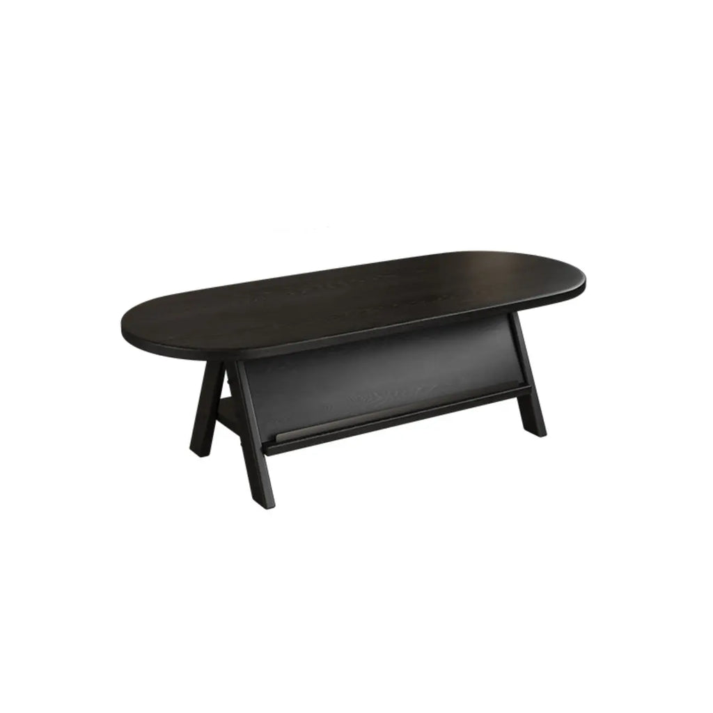 Classic Wooden Oval Coffee Table with Tilt Shelf