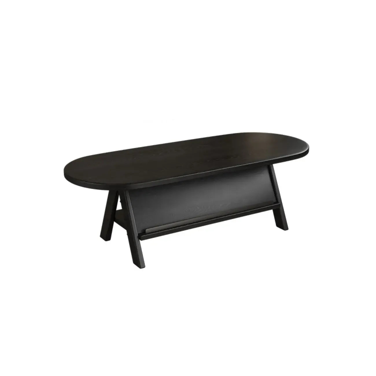 Classic Wooden Oval Coffee Table with Tilt Shelf
