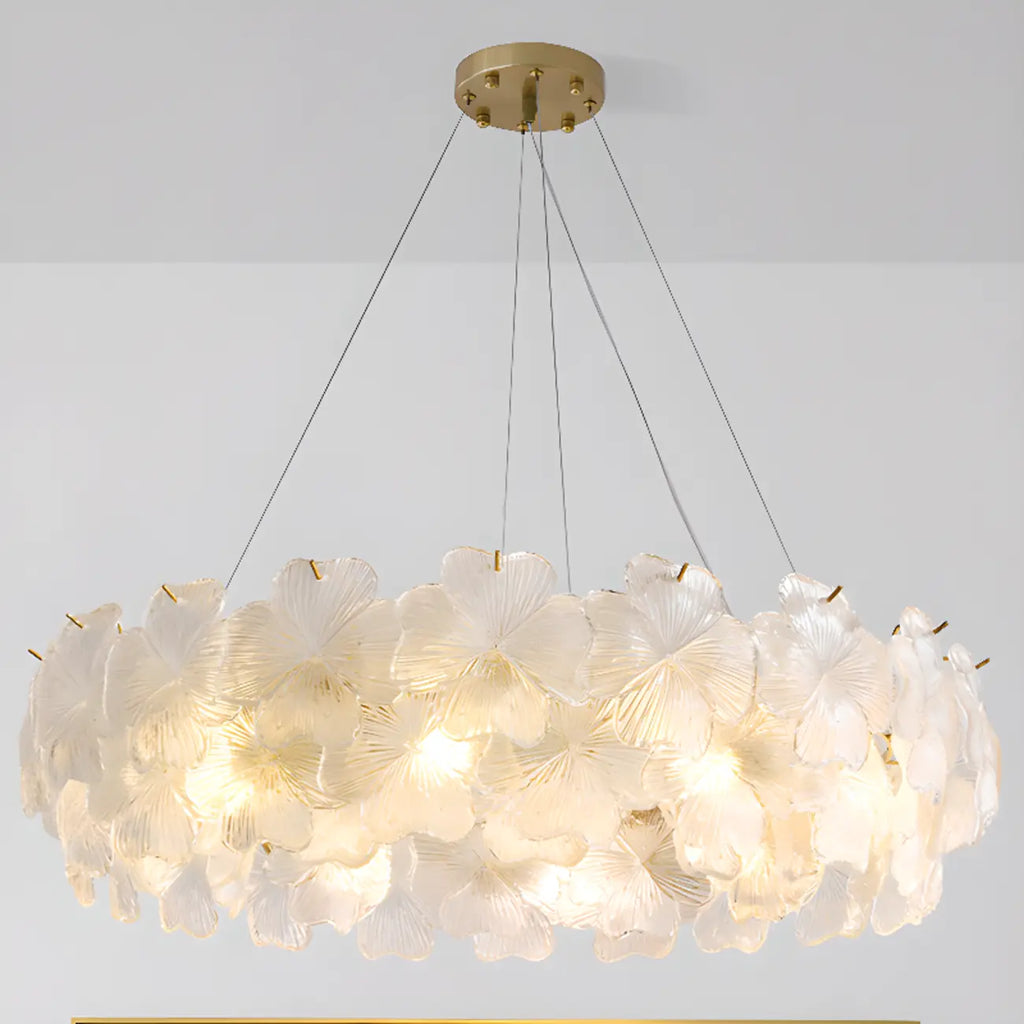 Elegant Round Cluster Floral Glass Chandelier