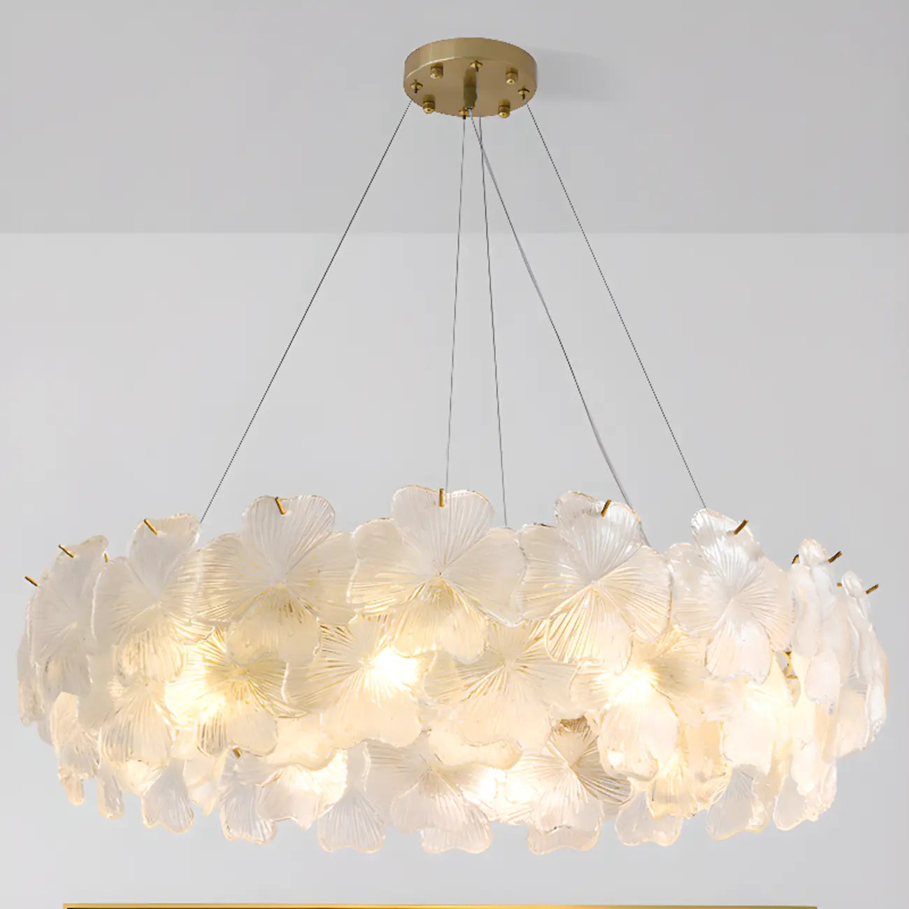 Elegant Round Cluster Floral Glass Chandelier