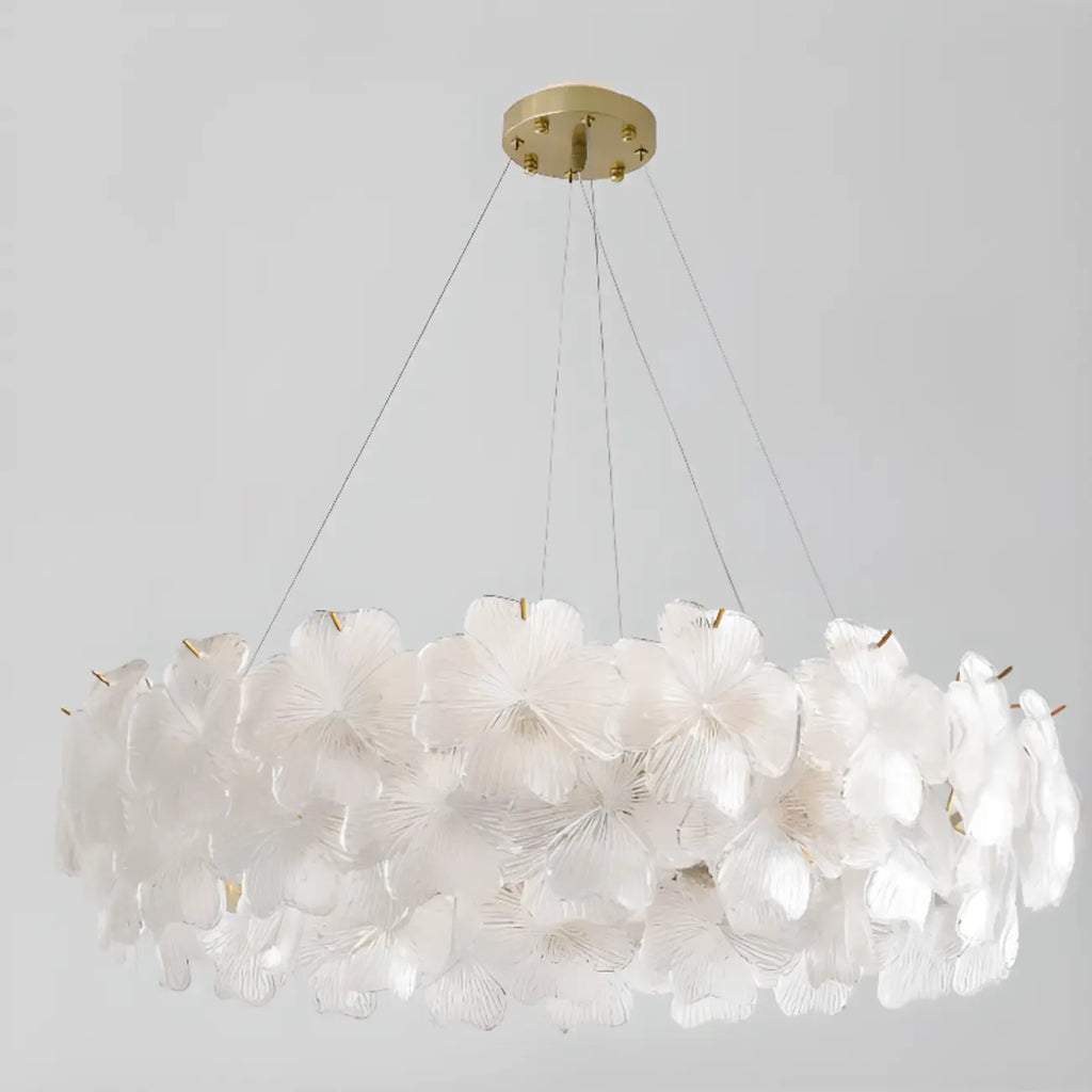 Elegant Round Cluster Floral Glass Chandelier