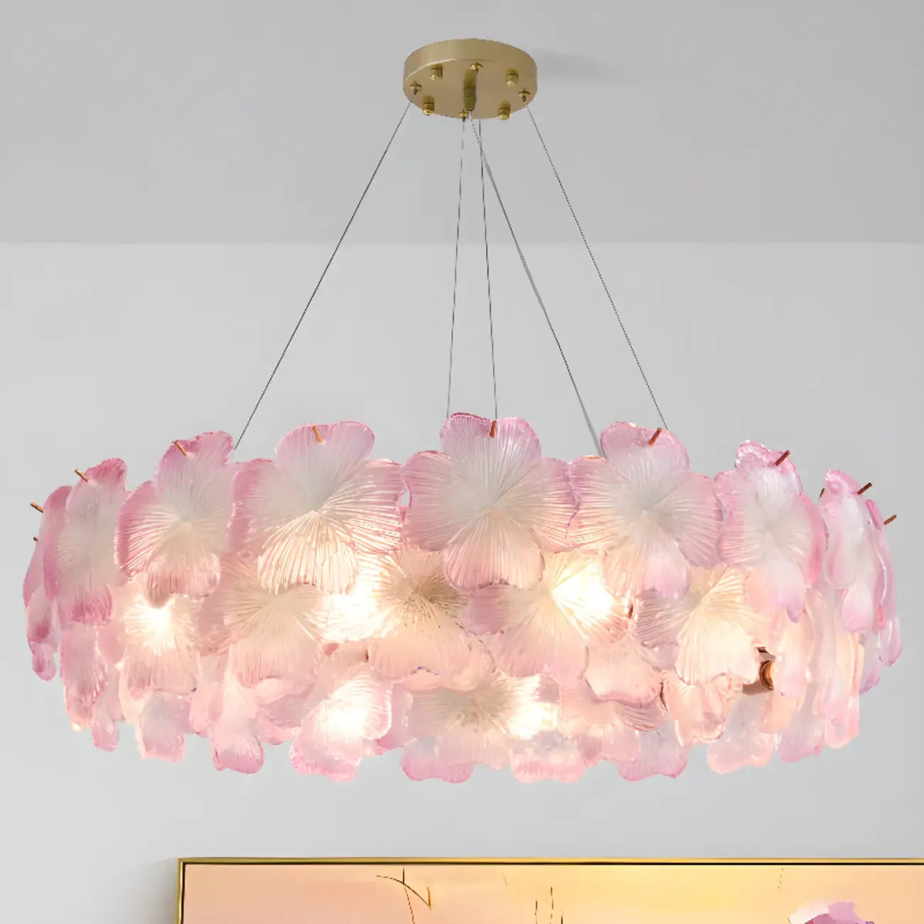 Elegant Round Cluster Floral Glass Chandelier