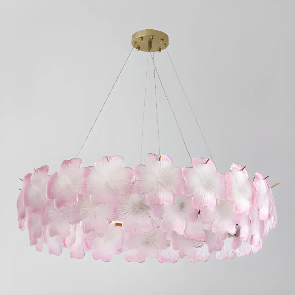 Elegant Round Cluster Floral Glass Chandelier