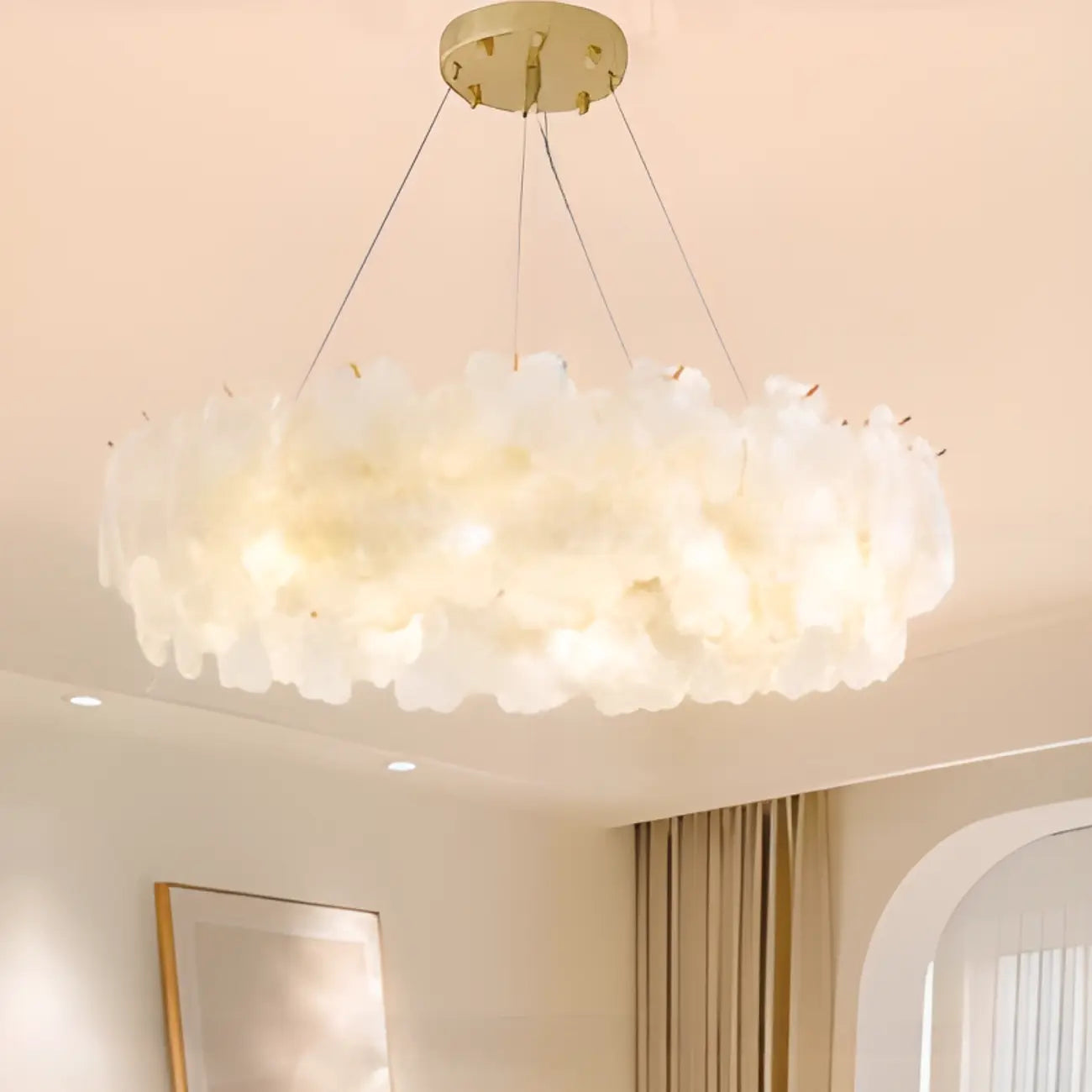 Elegant Round Cluster Floral Glass Chandelier